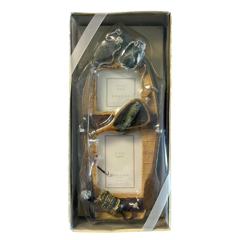 Sonoma Photo Frame Fishing Boat Net Novelty Two Image Frame NIB